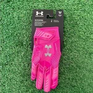 Under Armour F9 Nitro Youth Football Gloves – Grip Boost Receiver Gloves – Pink